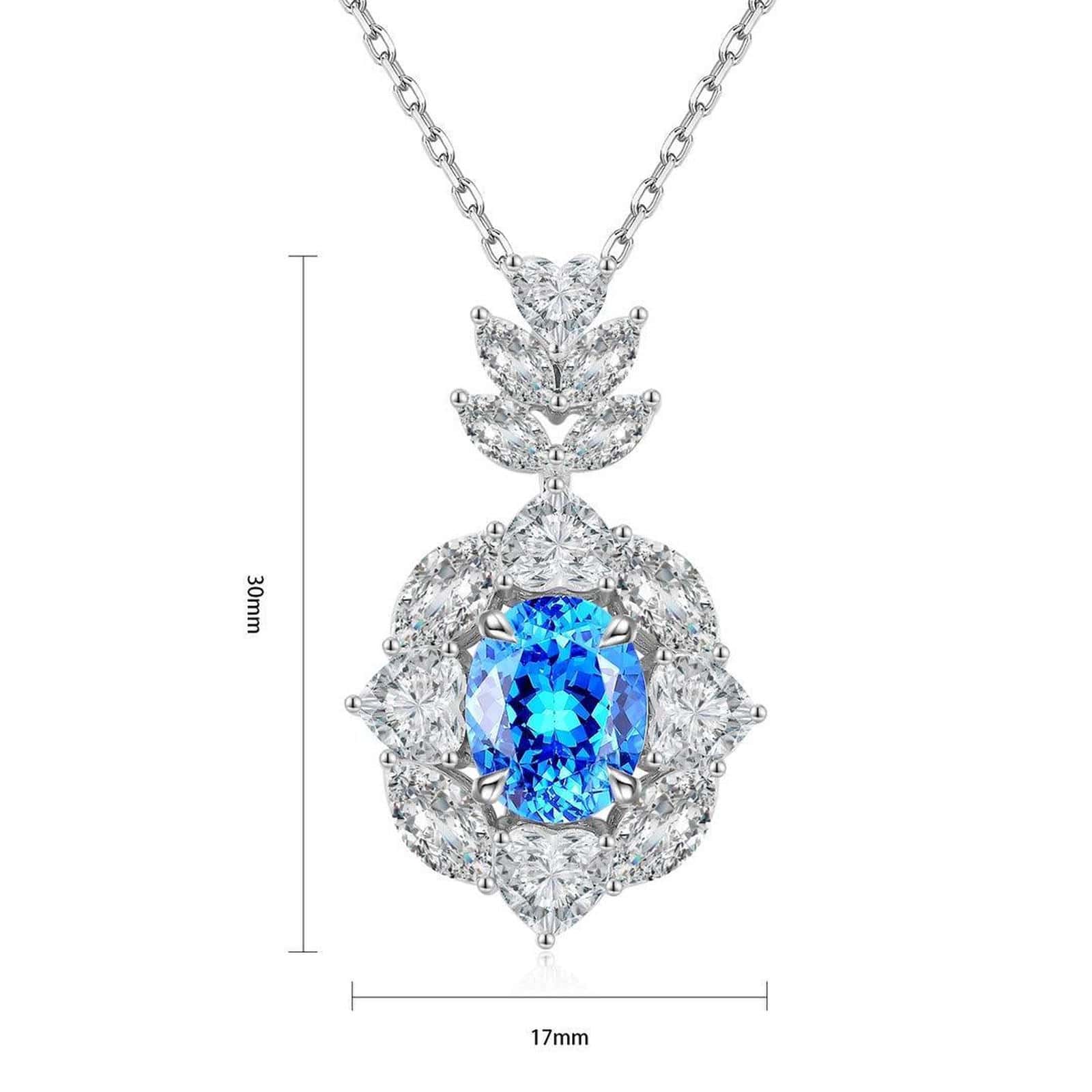 S925 silver chain with a delicate clasp, floral diamonds embrace lab-grown cobalt spinel, its blue is charming.