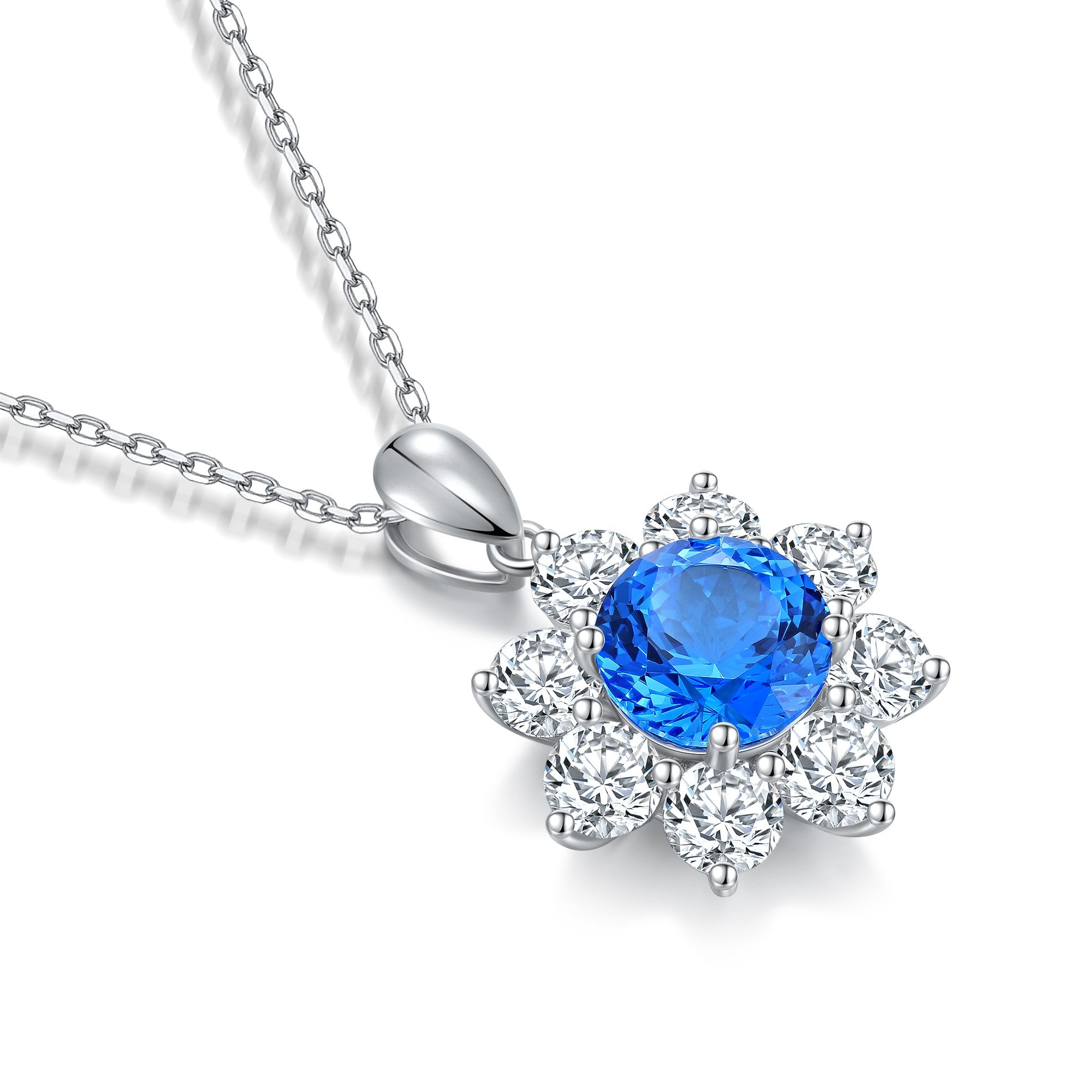 S925 Sterling Silver Pendant Necklace with Lab-Grown Emerald JN310Y | SHANALUX