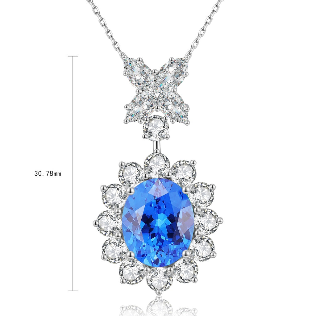 S925 Sterling Silver necklace with Lab-Grown Emerald JSEGN309Y | SHANA LUX