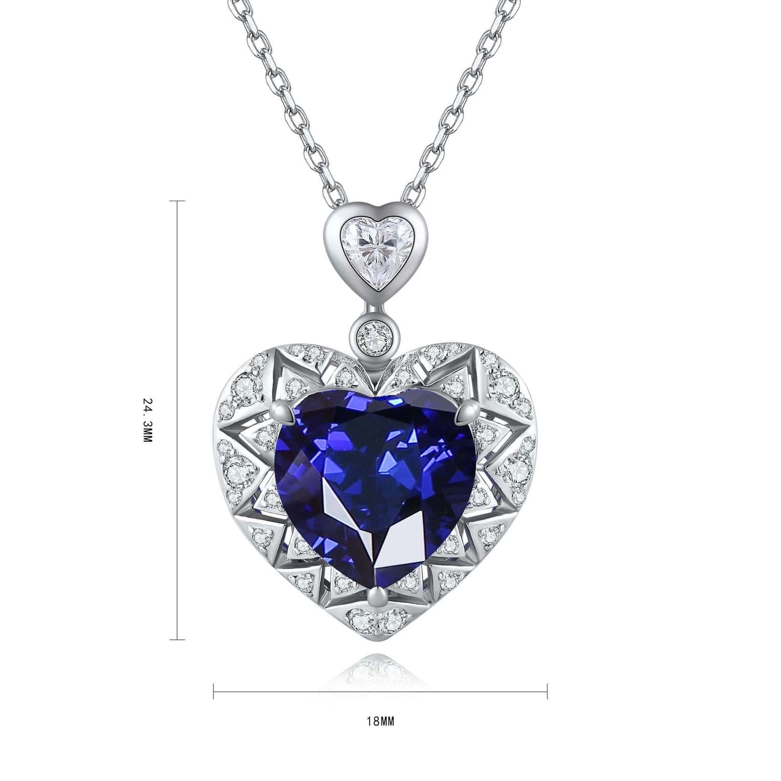 S925 Sterling Silver Pendant Necklace with Lab-Grown Sapphire JSABN140Y | SHANALUX