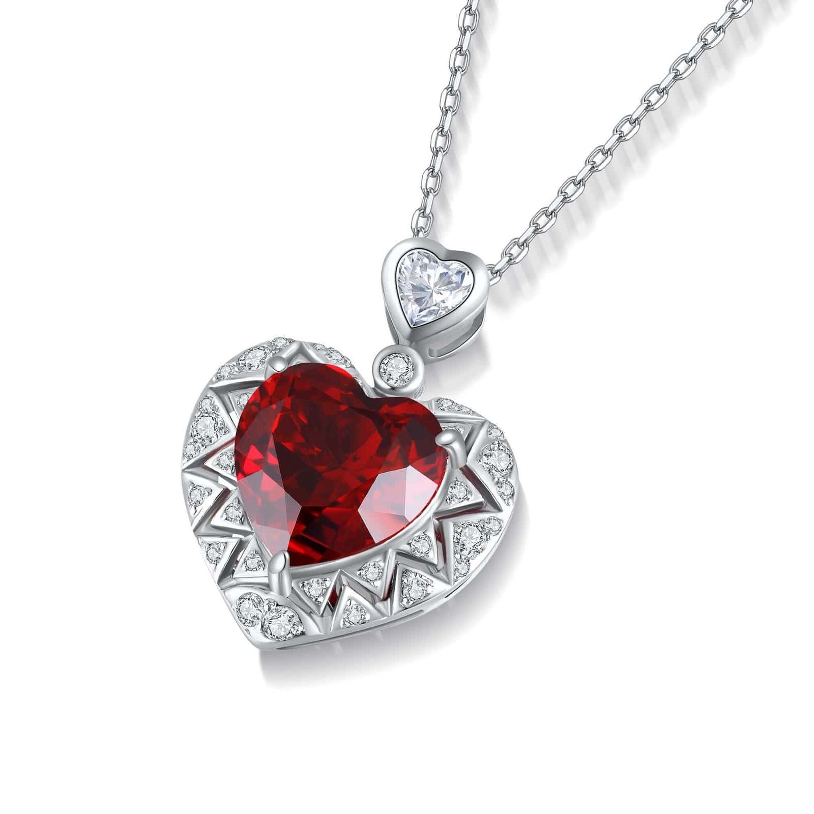 S925 Sterling Silver Pendant Necklace with Lab-Grown Sapphire JSABN140Y | SHANALUX