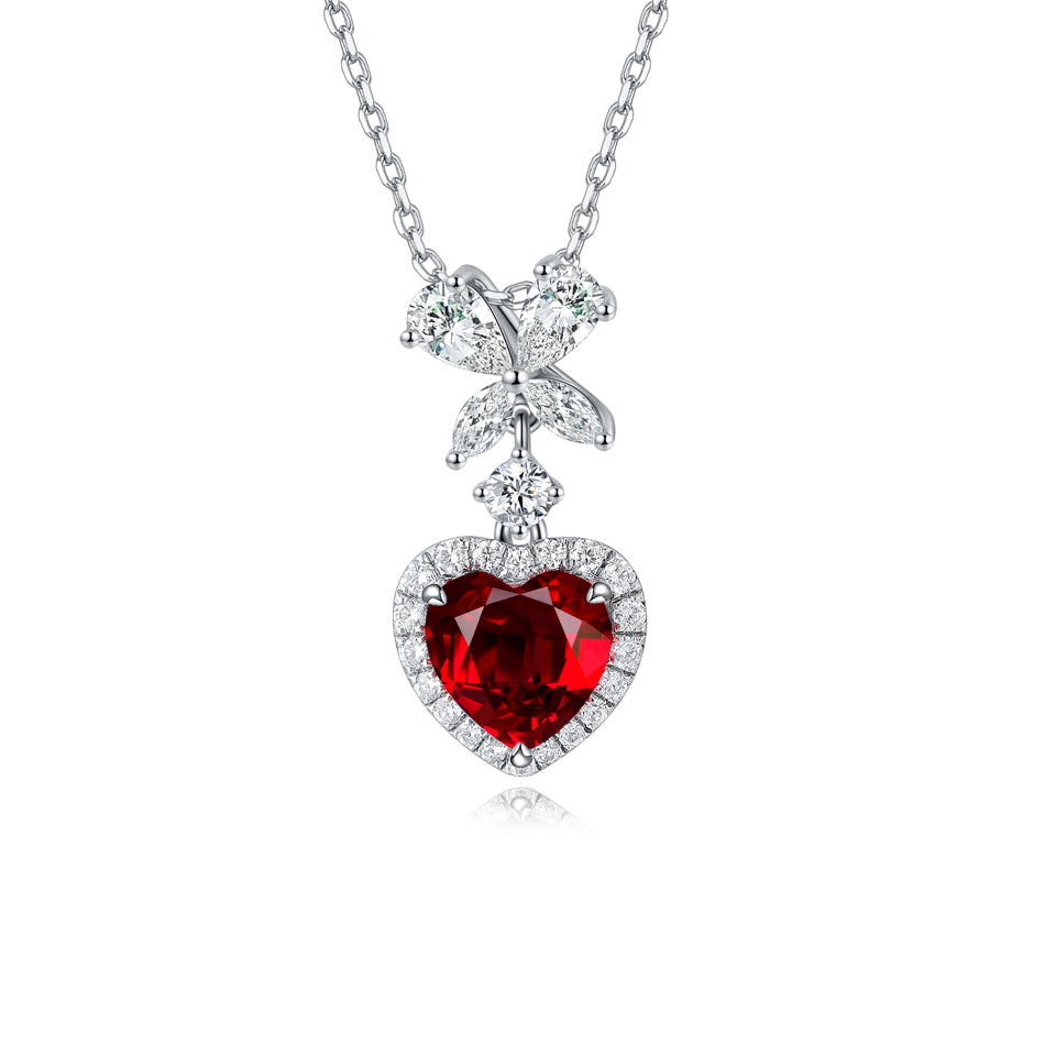 S925 Sterling Silver Pendant Necklace with Lab-Grown Emerald