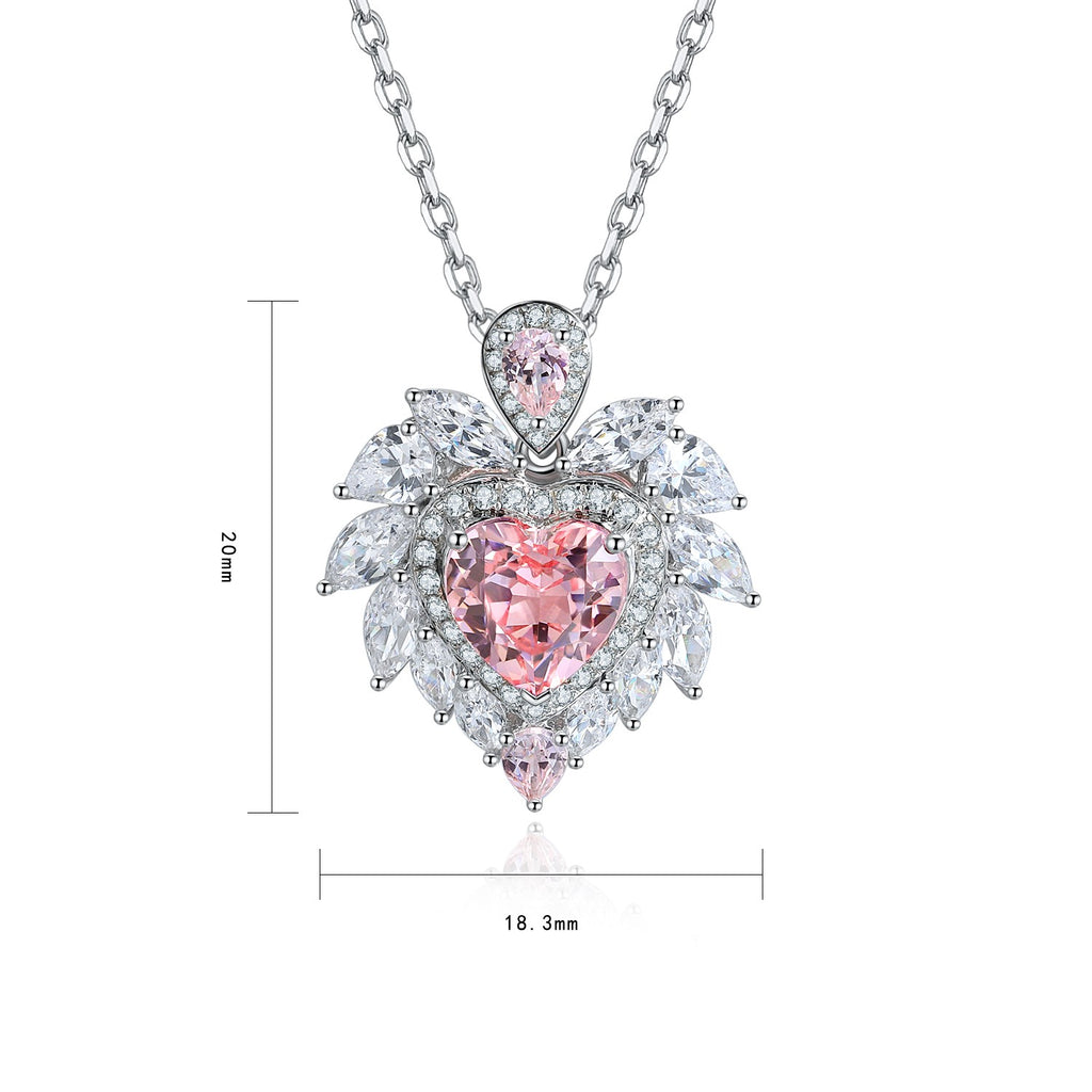 S925 Sterling Silver Pendant Necklace with Lab-Grown Morganite JHSPN019Y | SHANALUX
