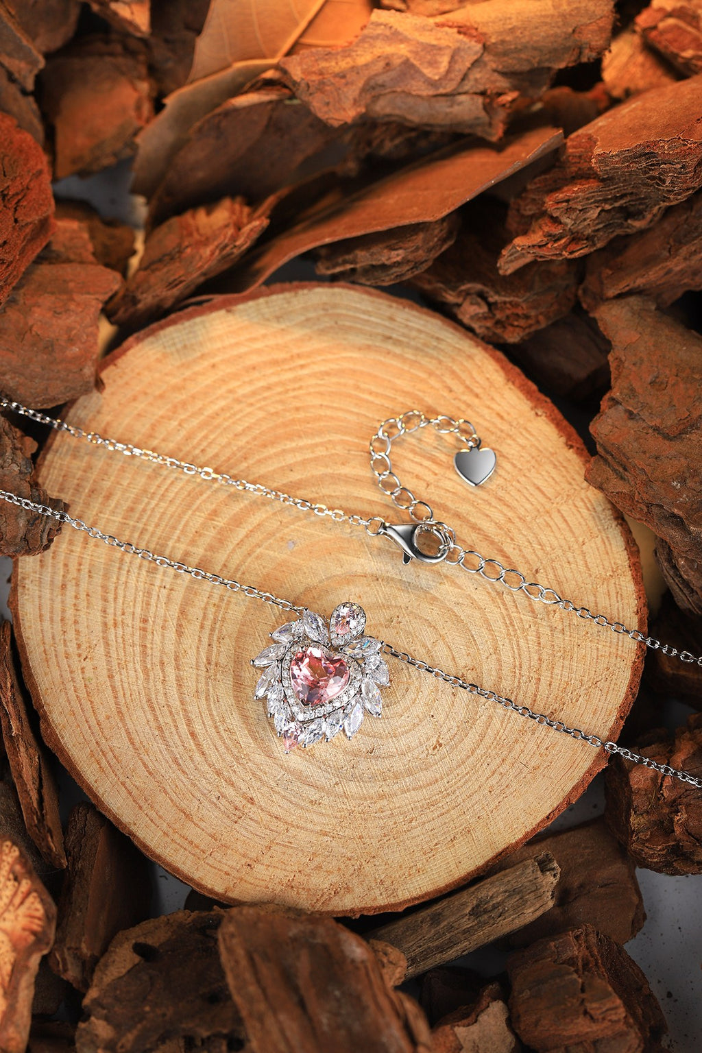 S925 Sterling Silver Pendant Necklace with Lab-Grown Morganite JHSPN019Y | SHANALUX