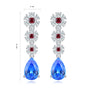 These stud earrings are made of S925 silver with delicate and secure clasps. Red lab-grown cobalt spinels are surrounded by d