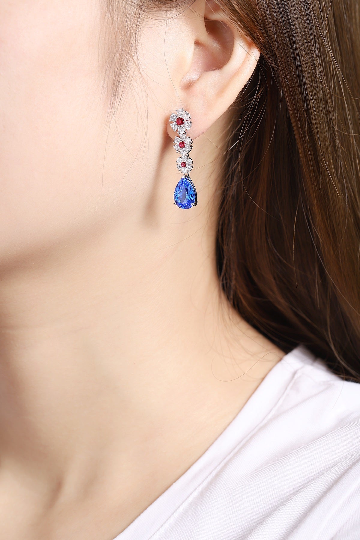 S925 Sterling Silver Earrings with lab-grown diamonds JE388Y | SHANA LUX