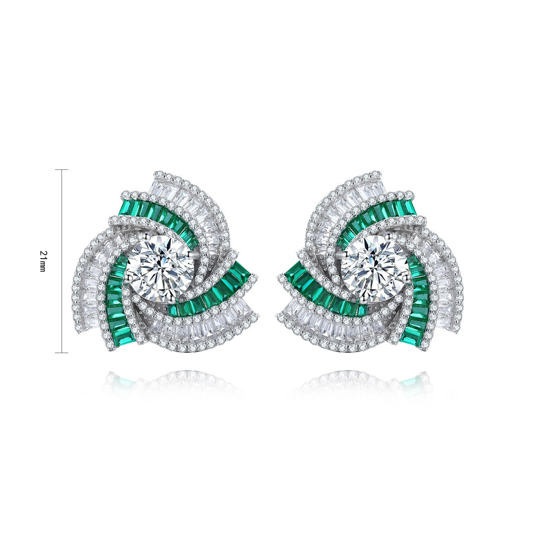 S925 Sterling Silver Stud Earrings with Lab-Grown Emerald  PRDWE197Y | SHANA LUX