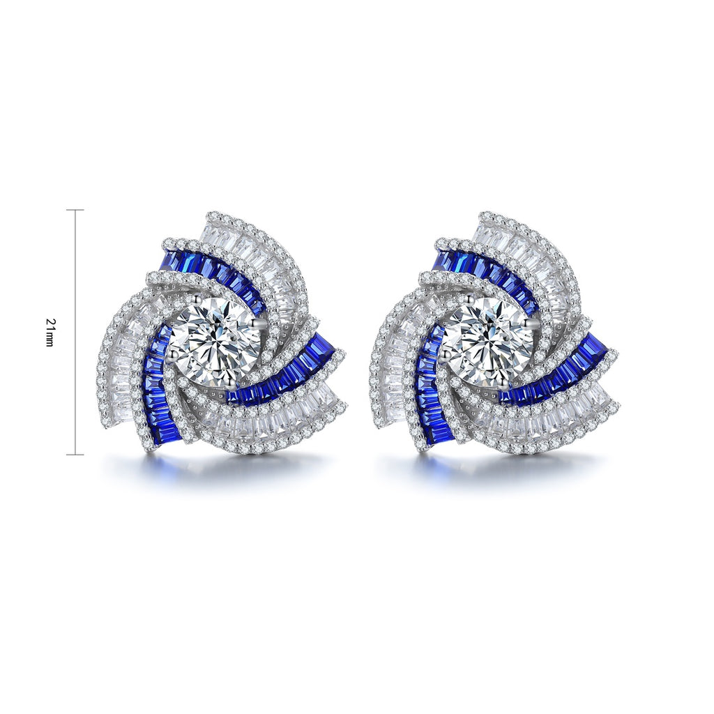 S925 Sterling Silver Stud Earrings with Lab-Grown Emerald  PRDWE197Y | SHANA LUX