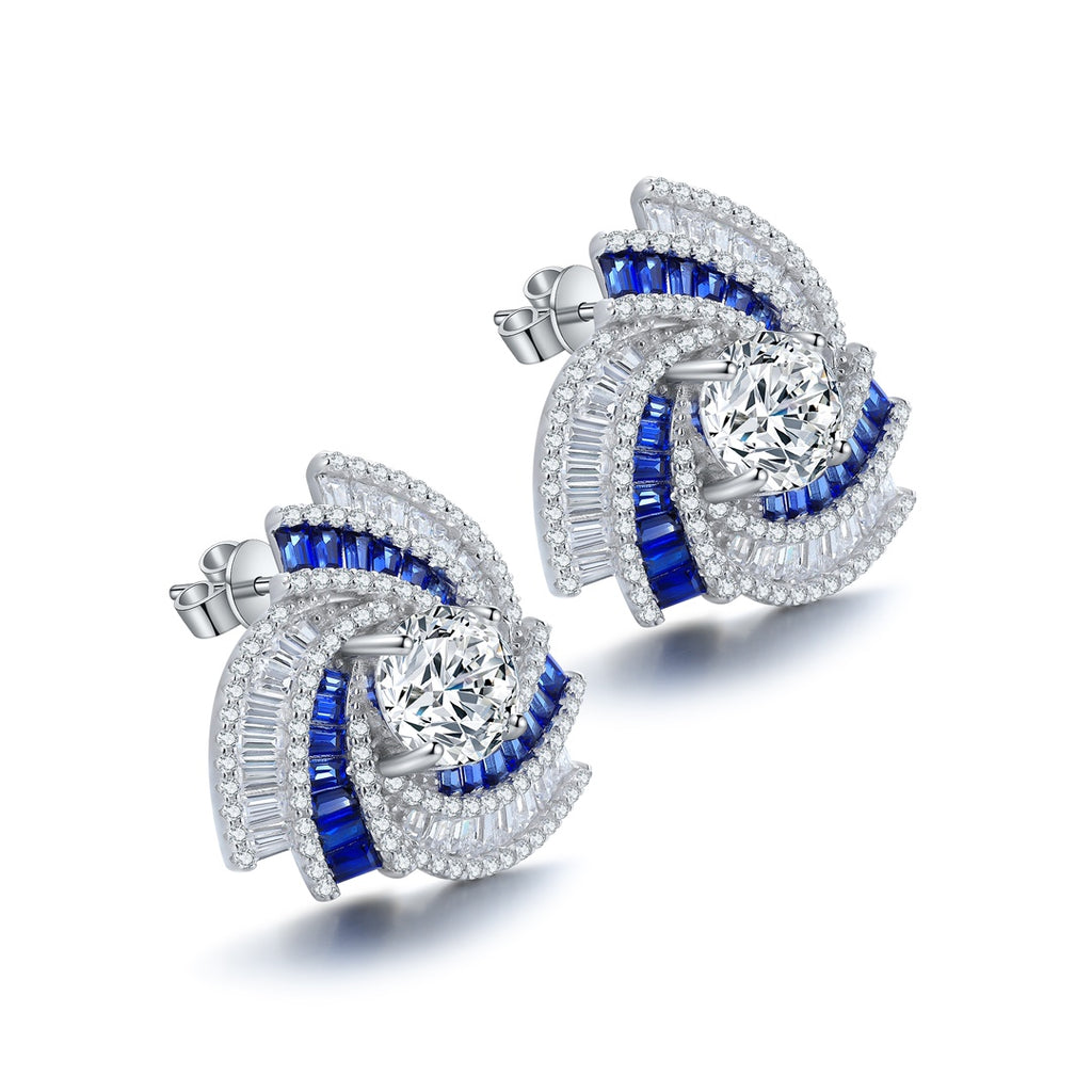 S925 Sterling Silver Stud Earrings with Lab-Grown Emerald  PRDWE197Y | SHANA LUX