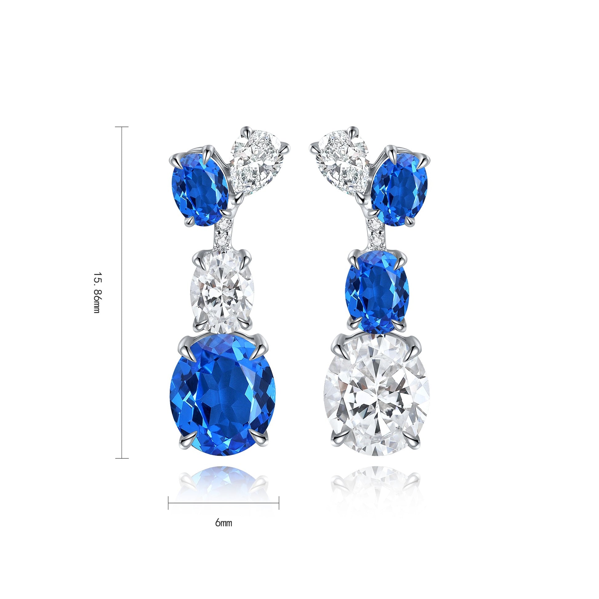 These S925 silver stud earrings with blue lab - grown Paraíba tourmaline have a unique clasp design. The oval - shaped gemst