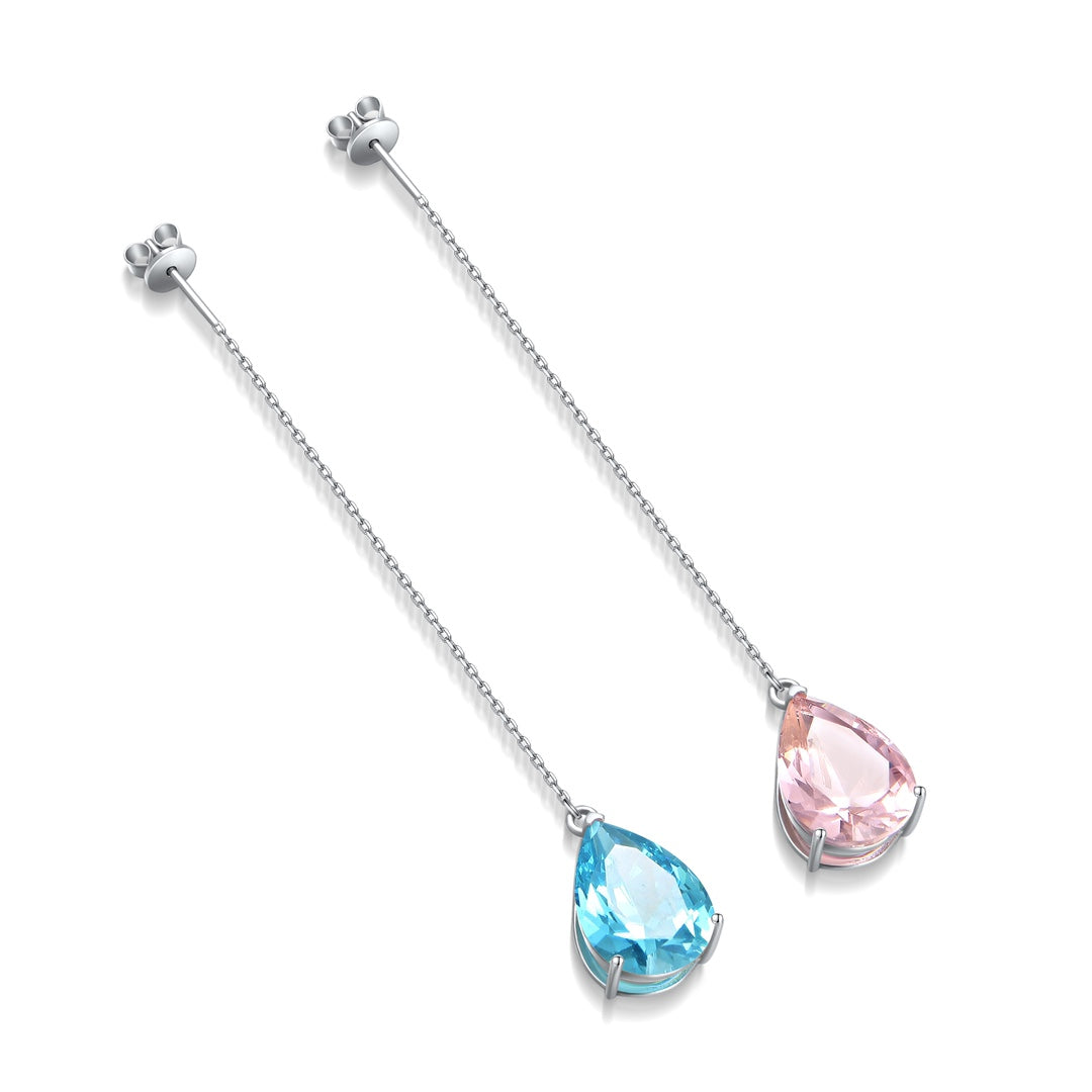 S925 Sterling Silver Stud Earrings with Lab-Grown Aquamarine Pink Morganite PPSE092Y | SHANA LUX