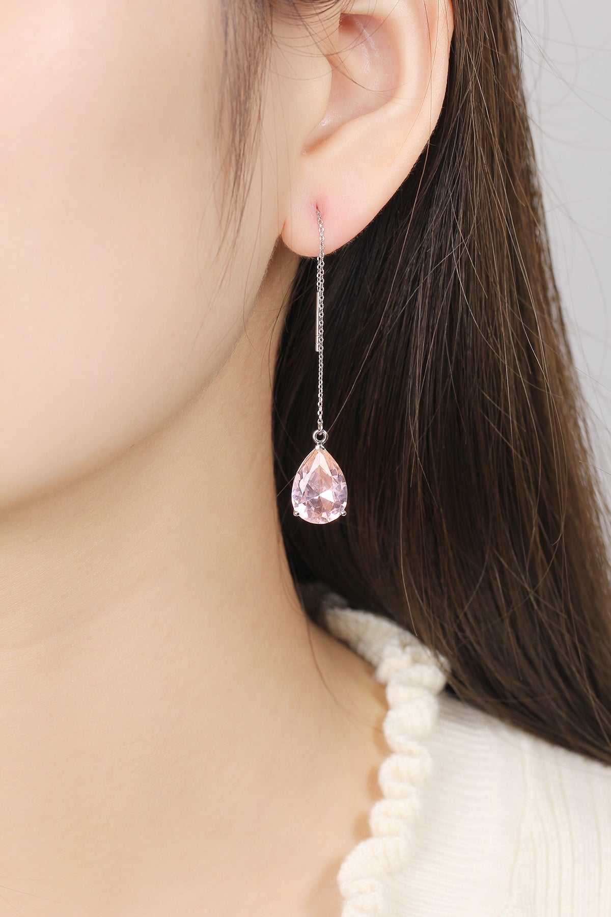 S925 Sterling Silver Stud Earrings with Lab-Grown Aquamarine Pink Morganite PPSE092Y | SHANA LUX