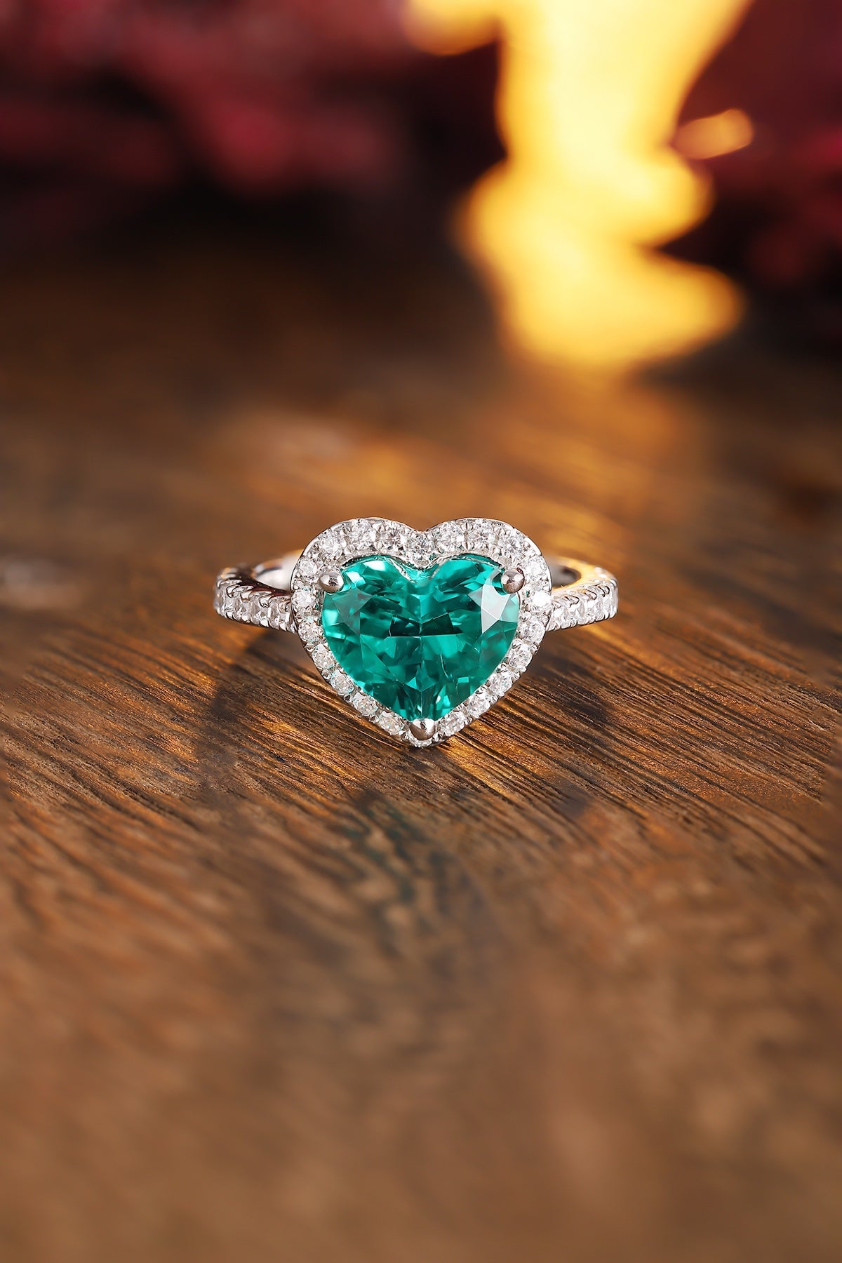 S925 Sterling Silver Ring with Lab-Grown Emerald JSEGR213Y | SHANA LUX