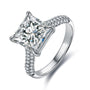 The S925 silver ring with an open - end design has a simple band; the square transparent cubic zirconia is eye - catching, wi