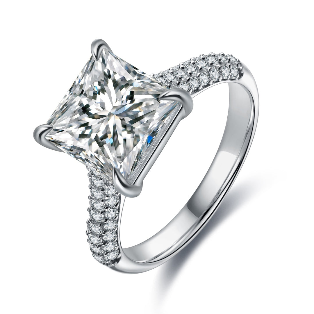 The S925 silver ring with an open - end design has a simple band; the square transparent cubic zirconia is eye - catching, wi
