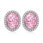 Made of S925 silver, secure clasp design, pink oval - shaped cubic zirconia adds a sweet touch.