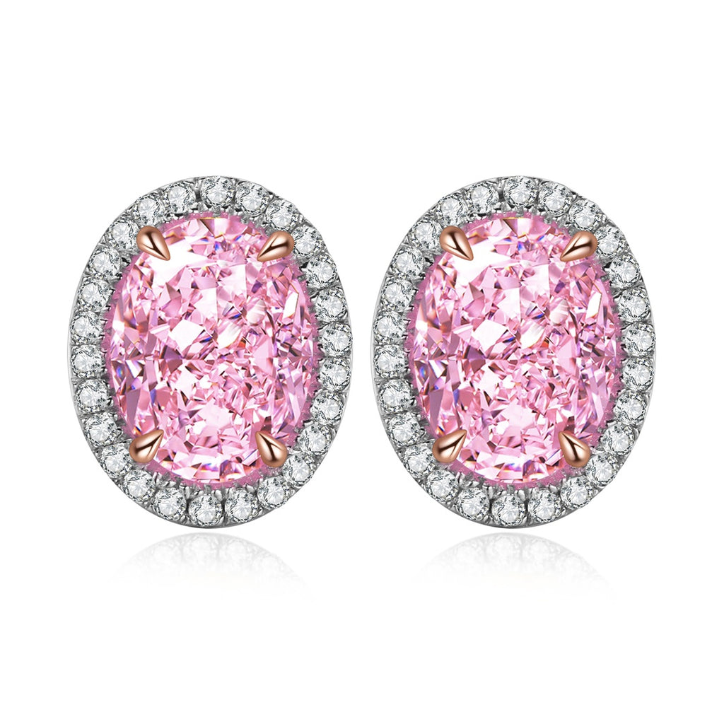 Made of S925 silver, secure clasp design, pink oval - shaped cubic zirconia adds a sweet touch.