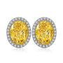 S925 silver stud earrings with secure clasp, yellow cubic zirconia in bright color, oval - shaped and eye - catching.