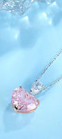 S925 silver necklace with exquisite chain and clasp. Heart - shaped pink diamond pendant, lovely color and form.