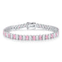 S925 silver bracelet, clasp delicate. Alternating pink and clear cubic zirconia, linear shape is lovely.
