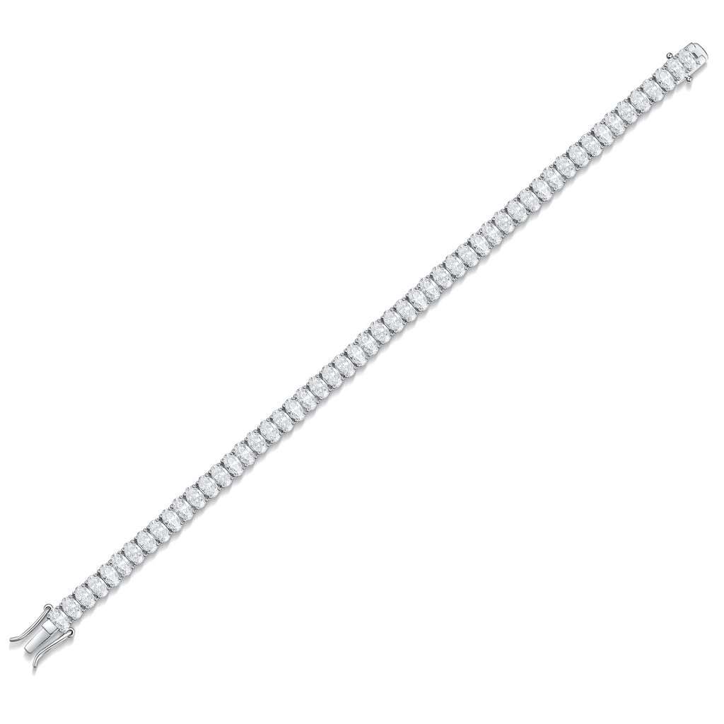 The S925 silver bracelet features a fine clasp. Clear cubic zirconia in a line, simple and elegant shape.