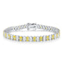 S925 silver bracelet, clasp secure. Features alternating yellow and clear cubic zirconia, oval - like shape in a line.