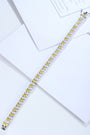 S925 silver bracelet with a practical clasp. Yellow and clear cubic zirconia interspersed, linear shape offers a unique charm