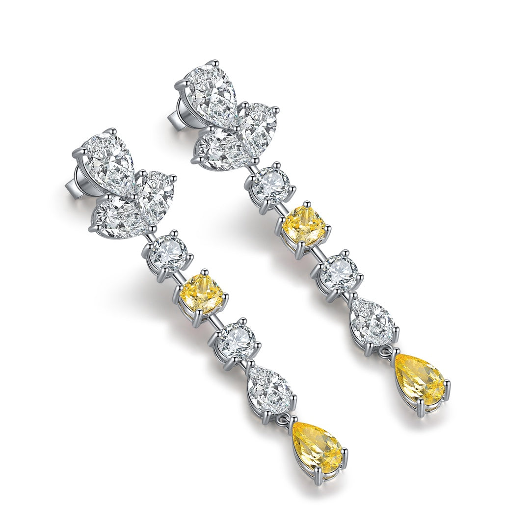 S925 Sterling Silver Stud Earrings with Cubic Zirconia PPSYE138Y | SHANA LUX