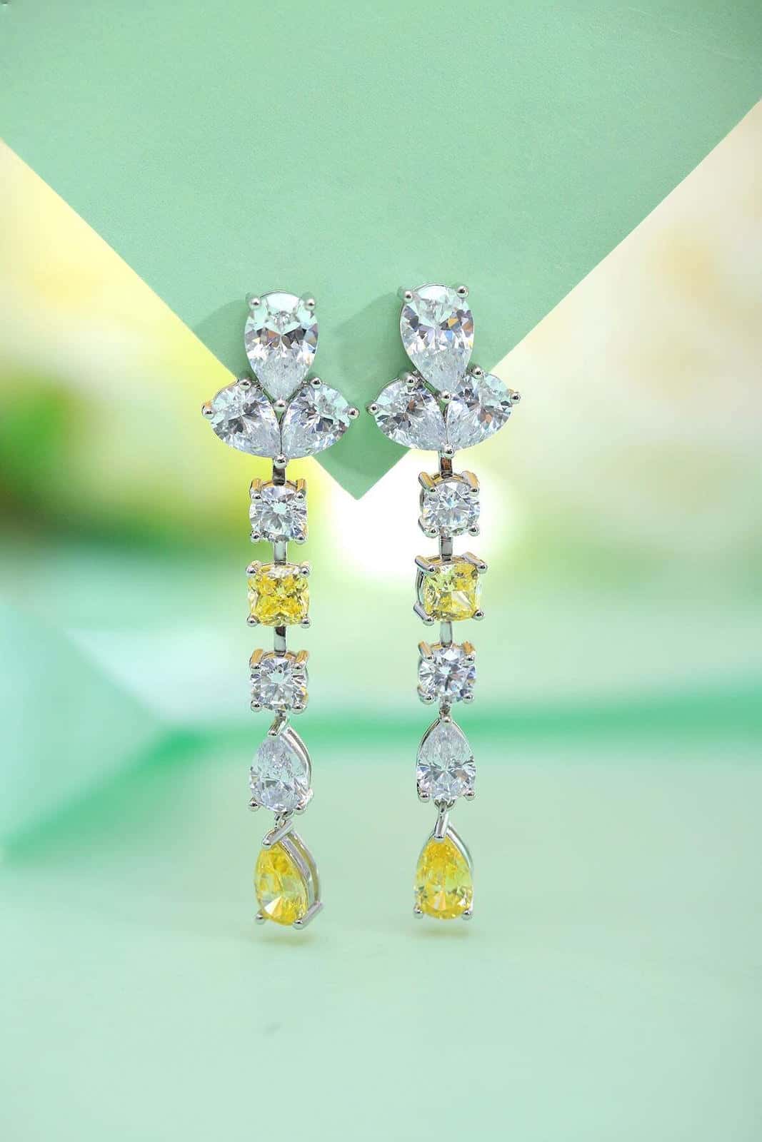 S925 Sterling Silver Stud Earrings with Cubic Zirconia PPSYE138Y | SHANA LUX