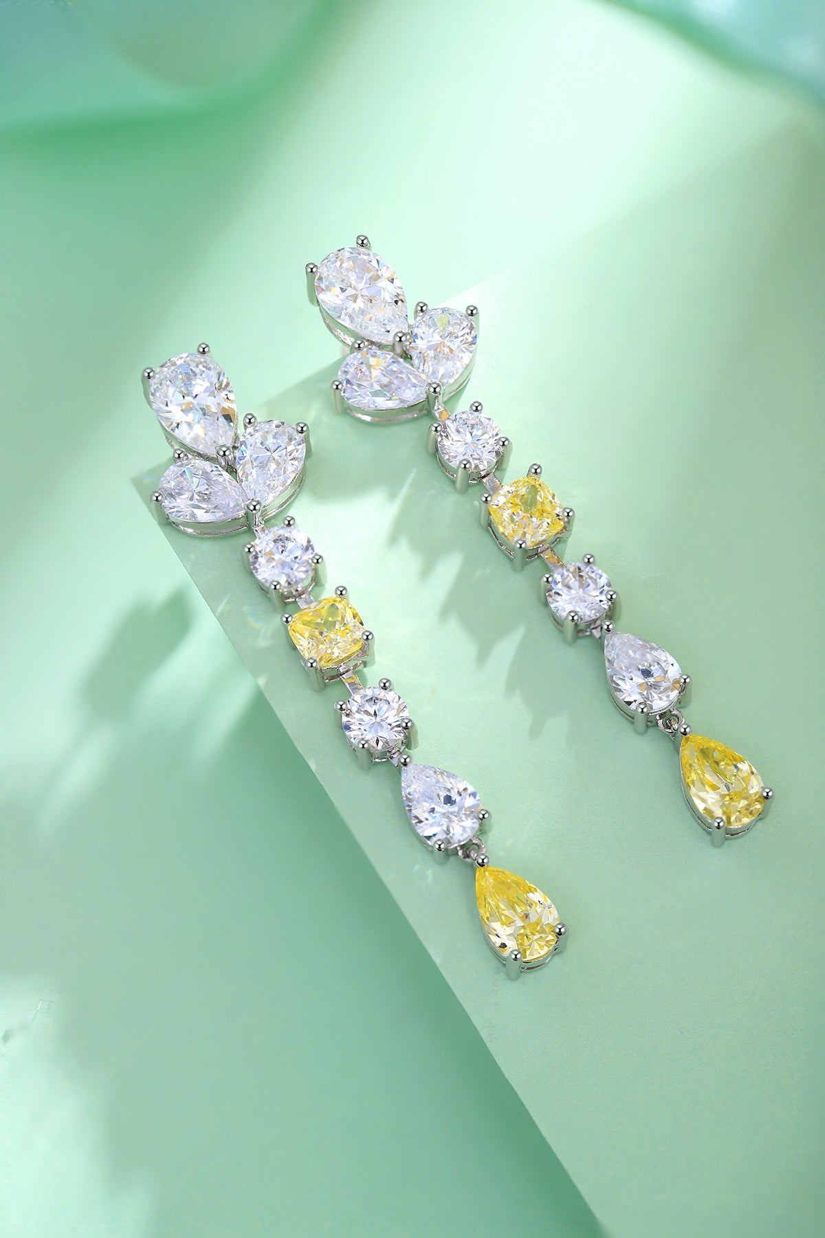 S925 Sterling Silver Stud Earrings with Cubic Zirconia PPSYE138Y | SHANA LUX