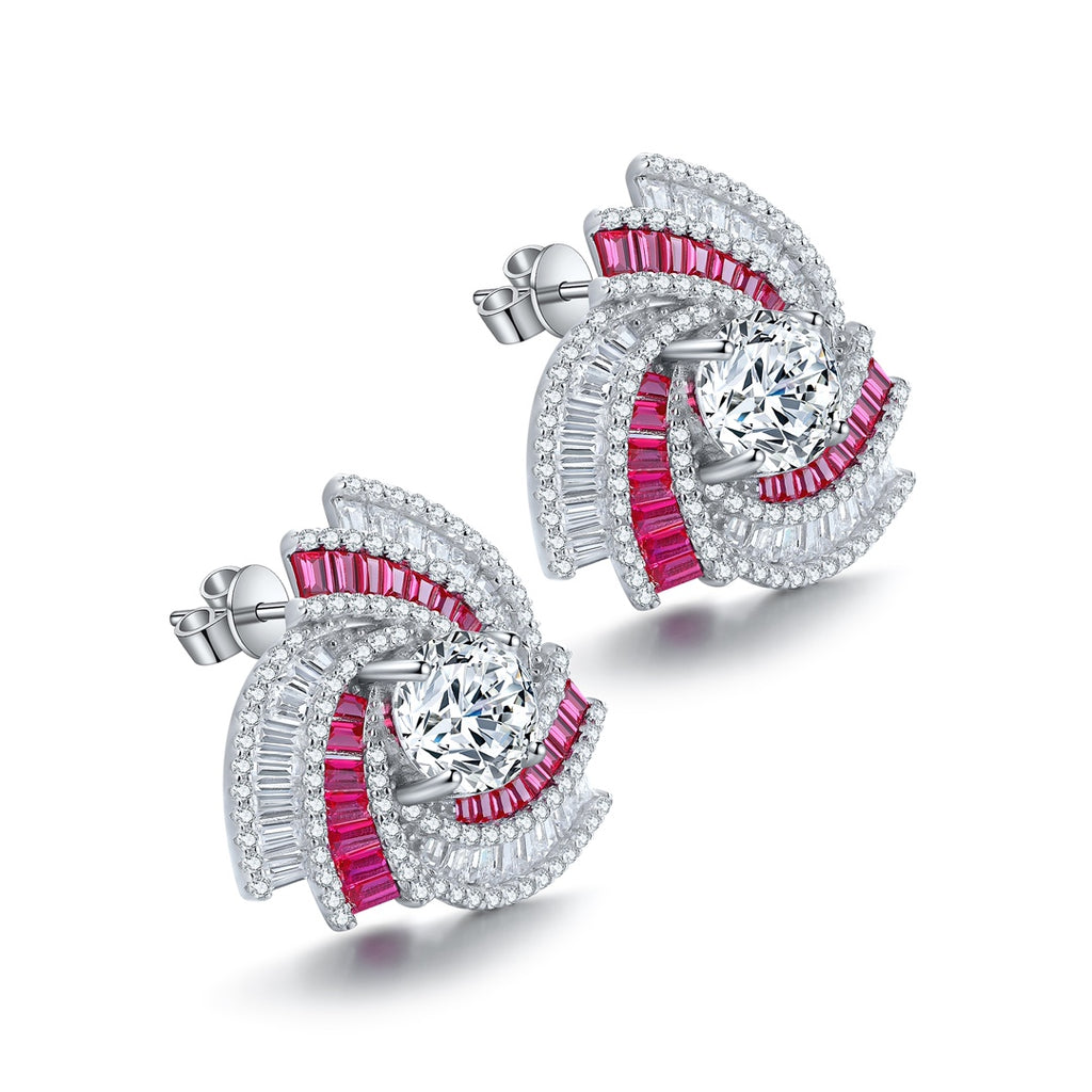 S925 Sterling Silver Stud Earrings with Lab-Grown Emerald  PRDWE197Y | SHANA LUX