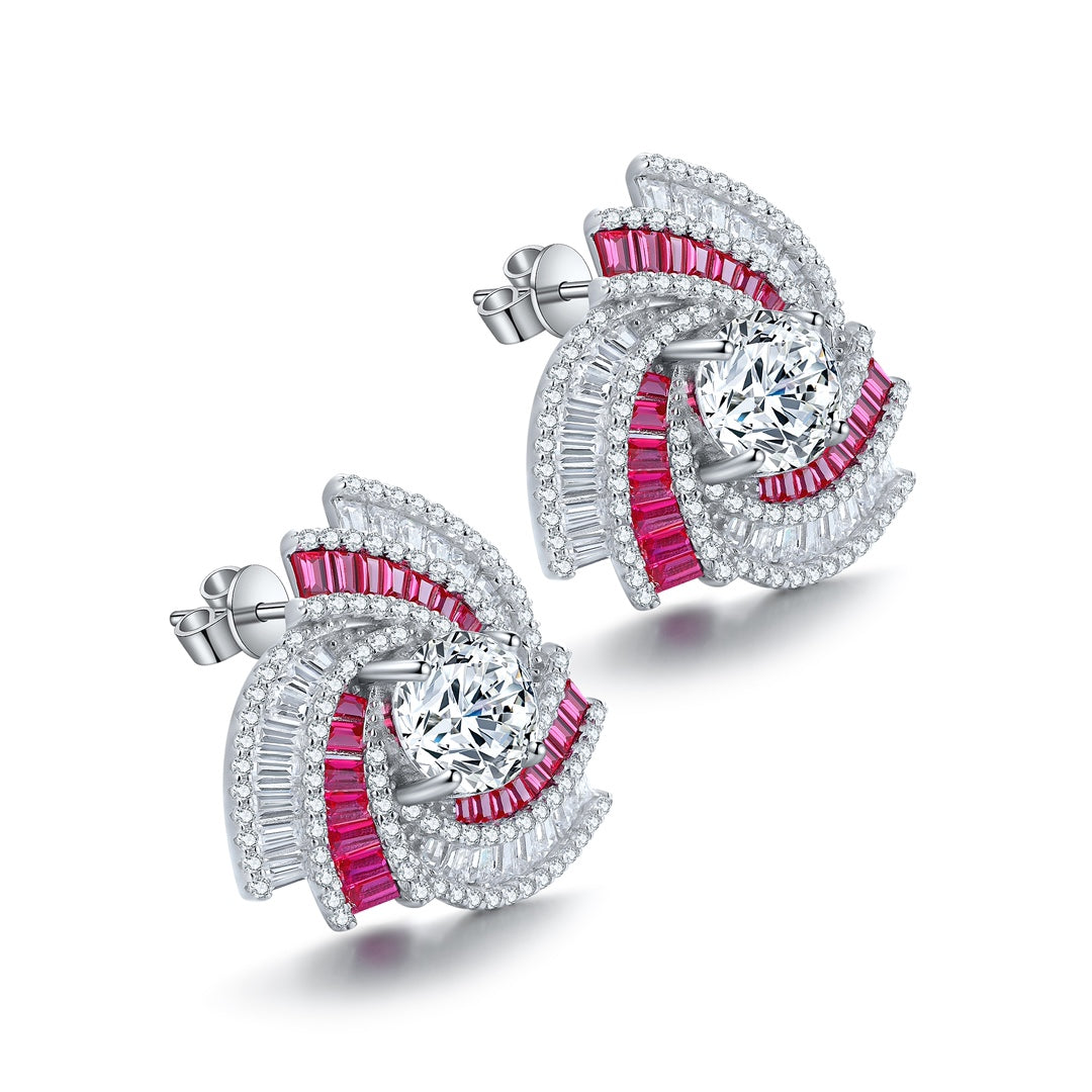 S925 Sterling Silver Stud Earrings with Lab-Grown Emerald  PRDWE197Y | SHANA LUX