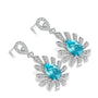The S925 silver earrings feature practical and easy-to-wear ear-hook designs. The lab-grown Paraiba main stones have a unique