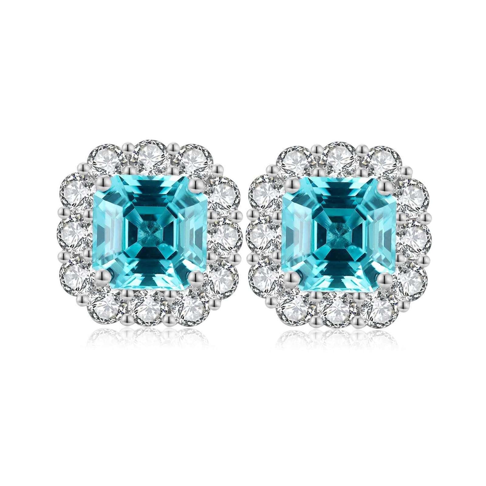 S925 silver studs, neat clasp, square turquoise lab - gems, pretty and nice.