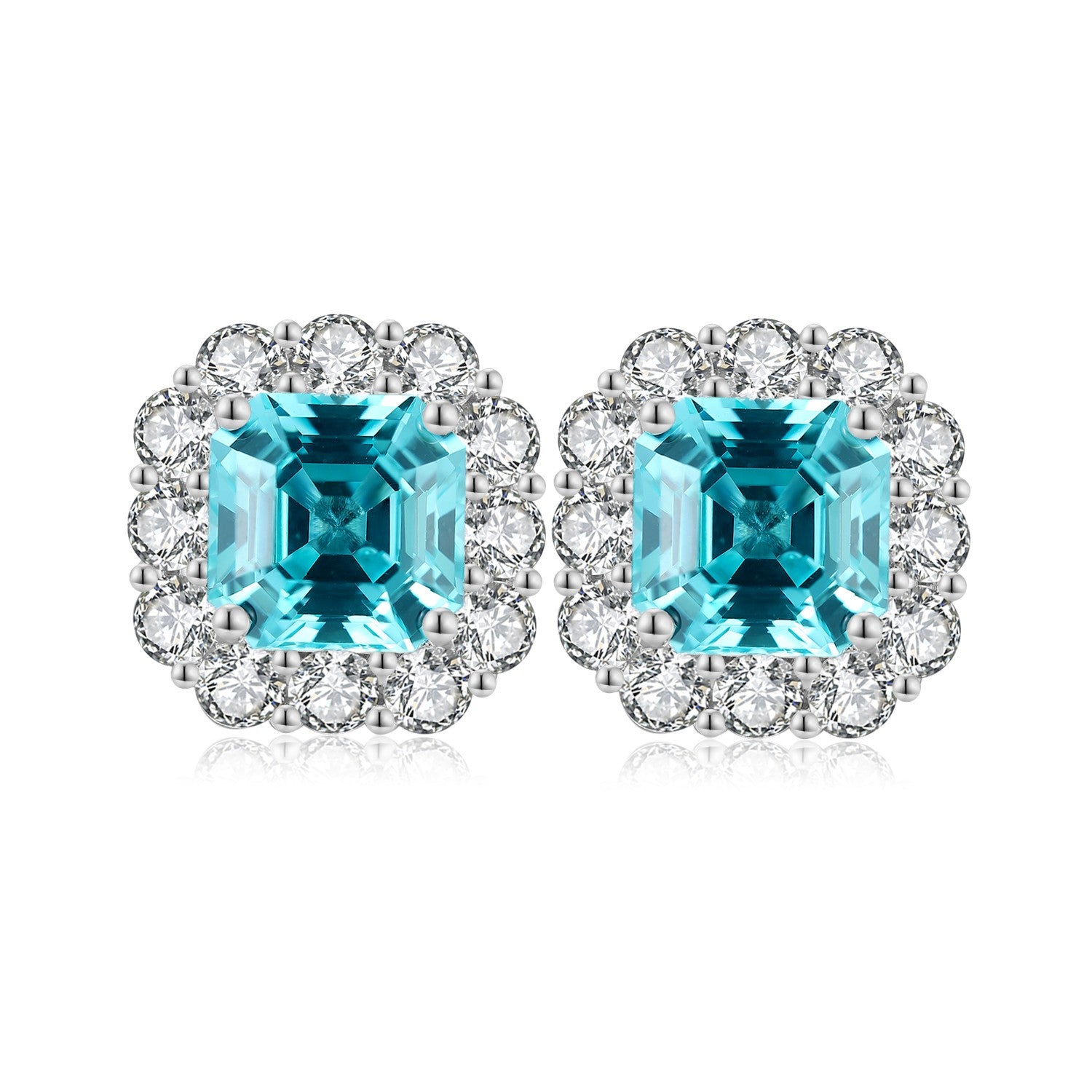 S925 silver studs, neat clasp, square turquoise lab - gems, pretty and nice.
