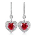 These earrings are made of S925 silver with secure and easy-to-wear ear hooks and clasps. The heart-shaped lab-grown rubies a