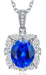 S925 silver jewelry with a simple clasp, the round cobalt spinel blue sparkles, diamonds on the outer ring make it more charm