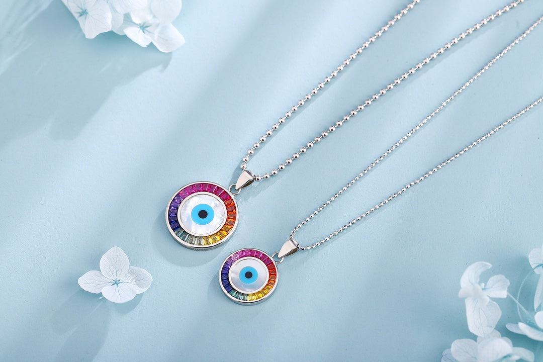 Petite Size-This silver jewelry (S925) has a delicate and practical clasp, eye-shaped round design, with multi-colored gems a