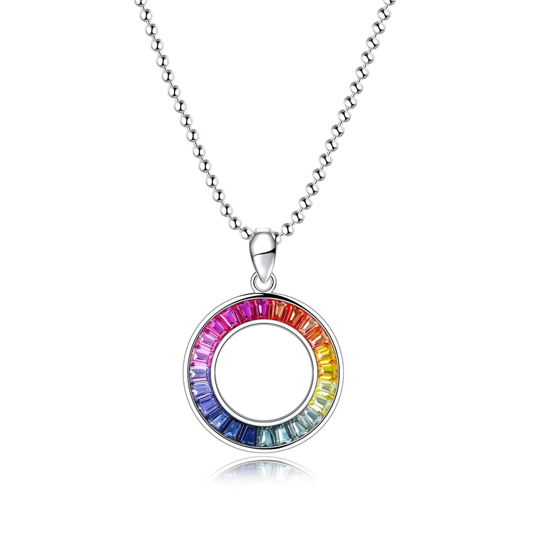 S925 Sterling Silver Necklace with Lab-Grown Colored Sapphire 0013707 | SHANA LUX