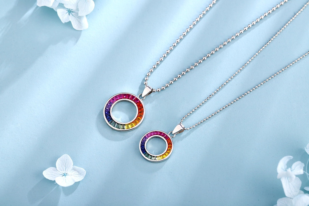 S925 Sterling Silver Necklace with Lab-Grown Colored Sapphire 0013707 | SHANA LUX