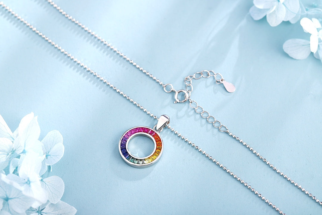 S925 Sterling Silver Necklace with Lab-Grown Colored Sapphire 0013707 | SHANA LUX