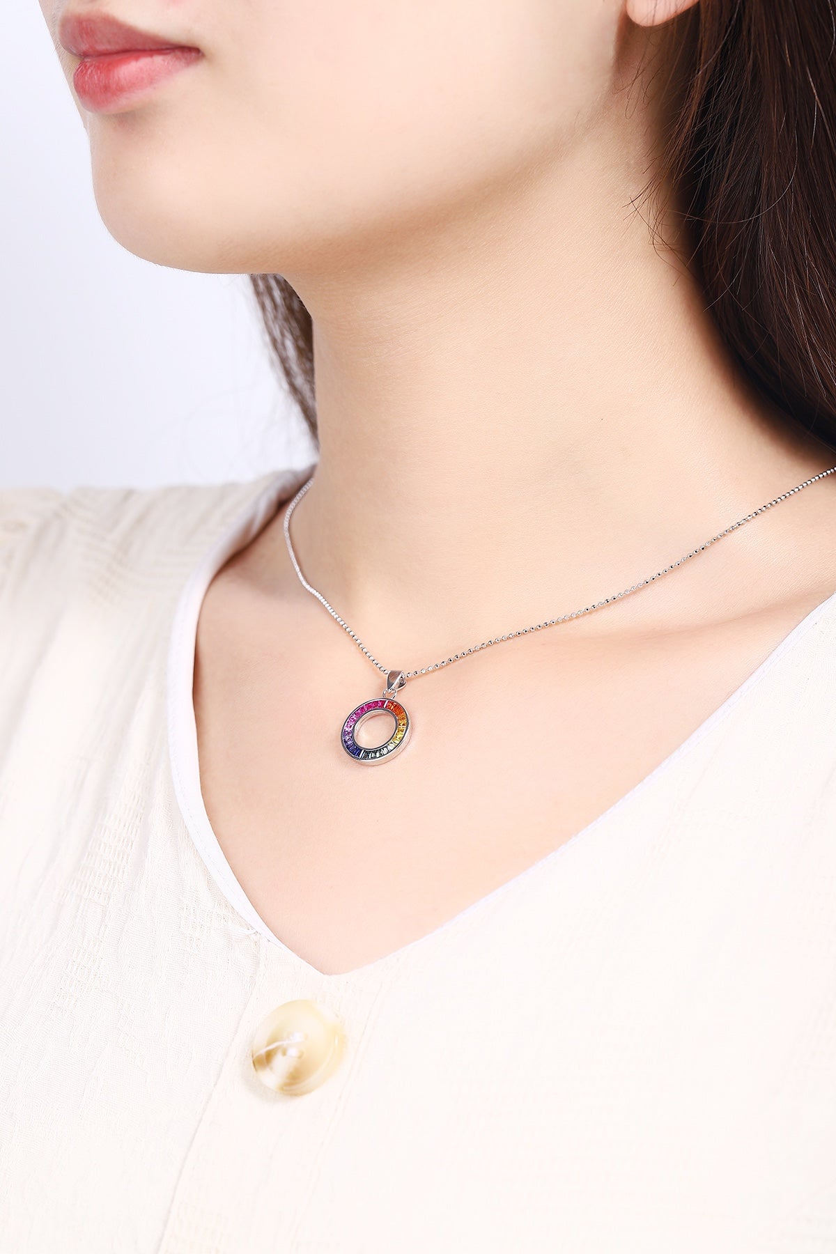 S925 Sterling Silver Necklace with Lab-Grown Colored Sapphire 0013707 | SHANA LUX