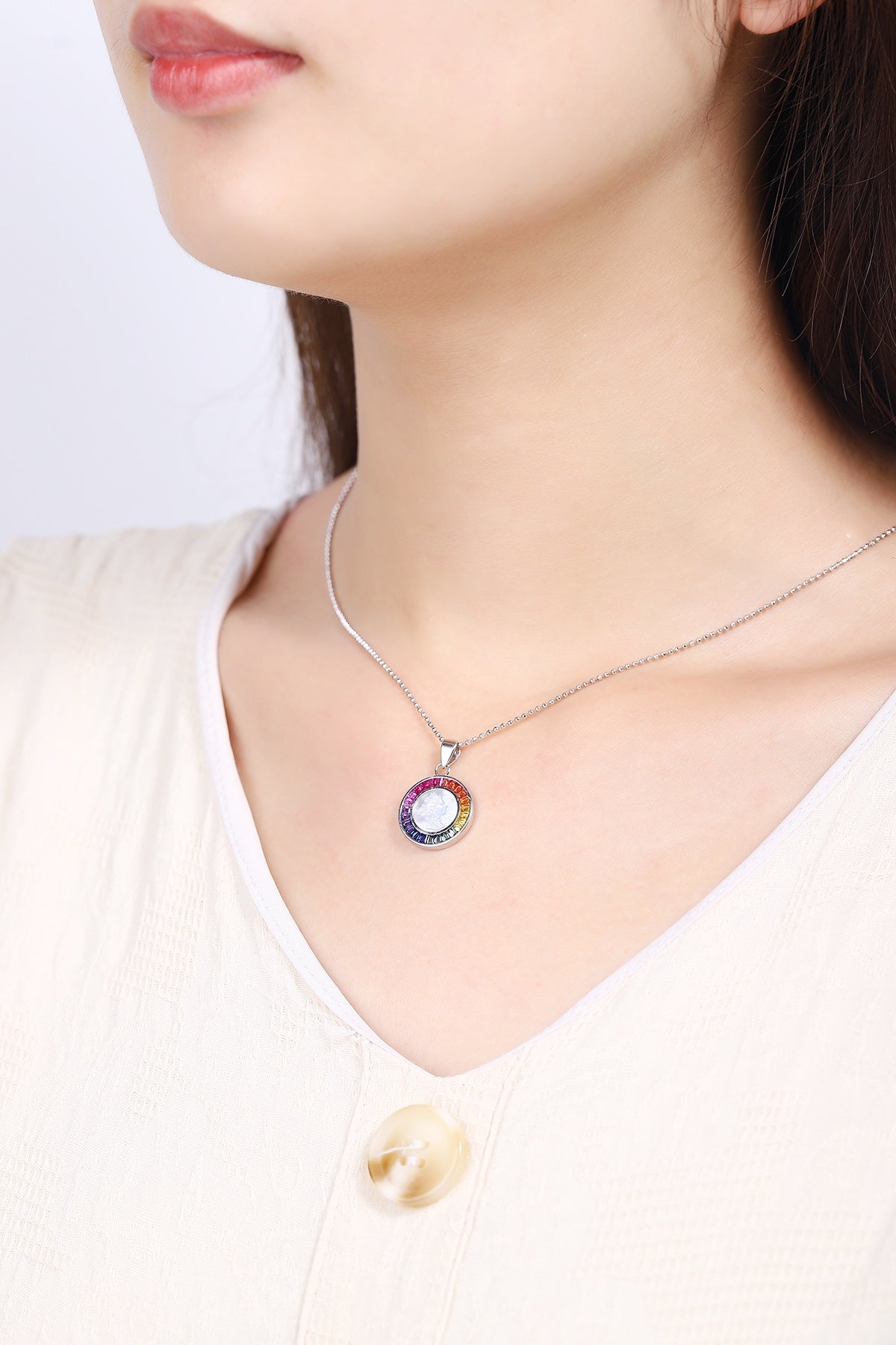 S925 Sterling Silver Necklace with Lab-Grown Colored Sapphire 0014404 | SHANA LUX