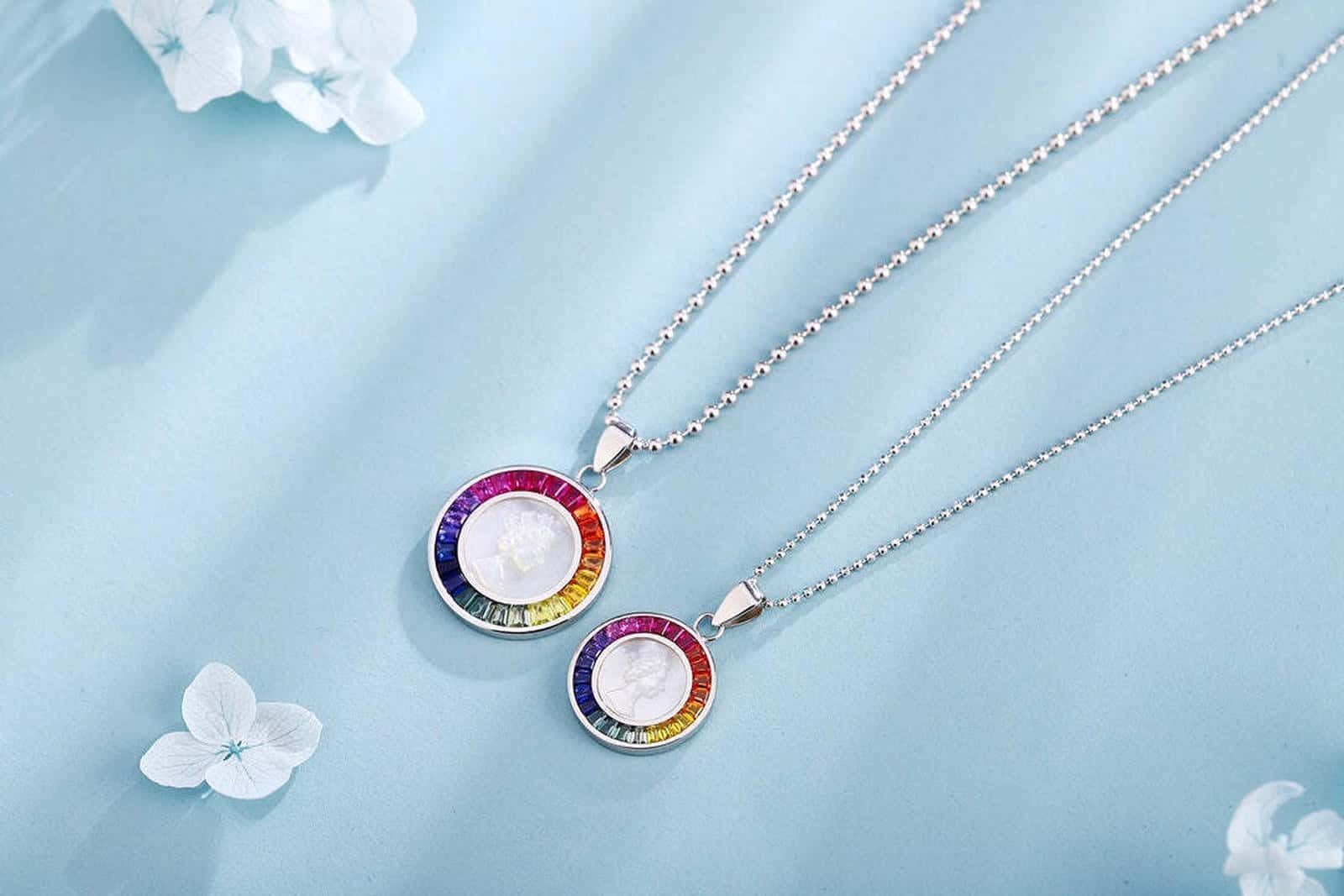 S925 Sterling Silver Necklace with Lab-Grown Colored Sapphire 0014404 | SHANA LUX