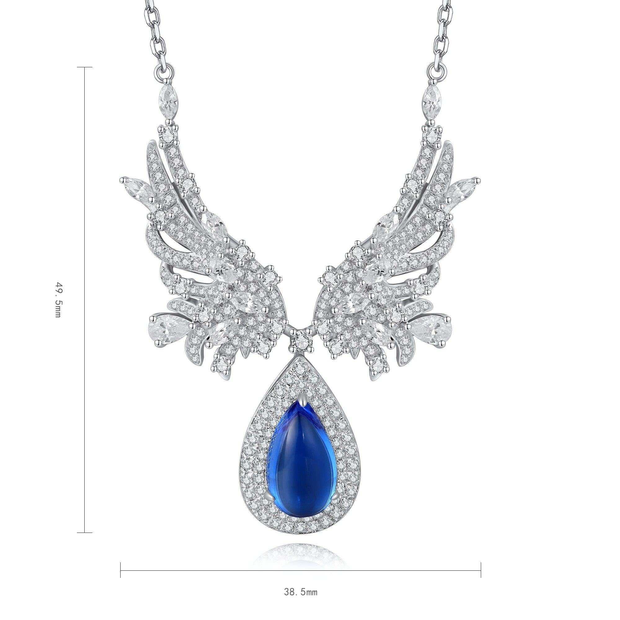 S925 silver jewelry with a unique clasp, combining wing and teardrop shapes, the cobalt spinel blue sparkles brilliantly.