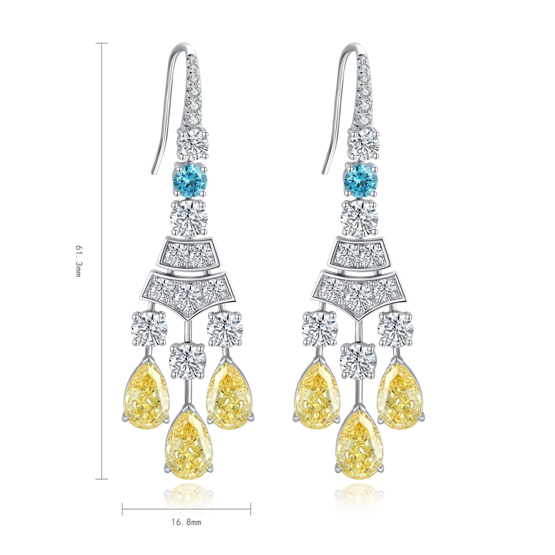 S925 Sterling Silver Stud Earrings with lab-Grown diamonds PPSYE579Y | SHANA LUX