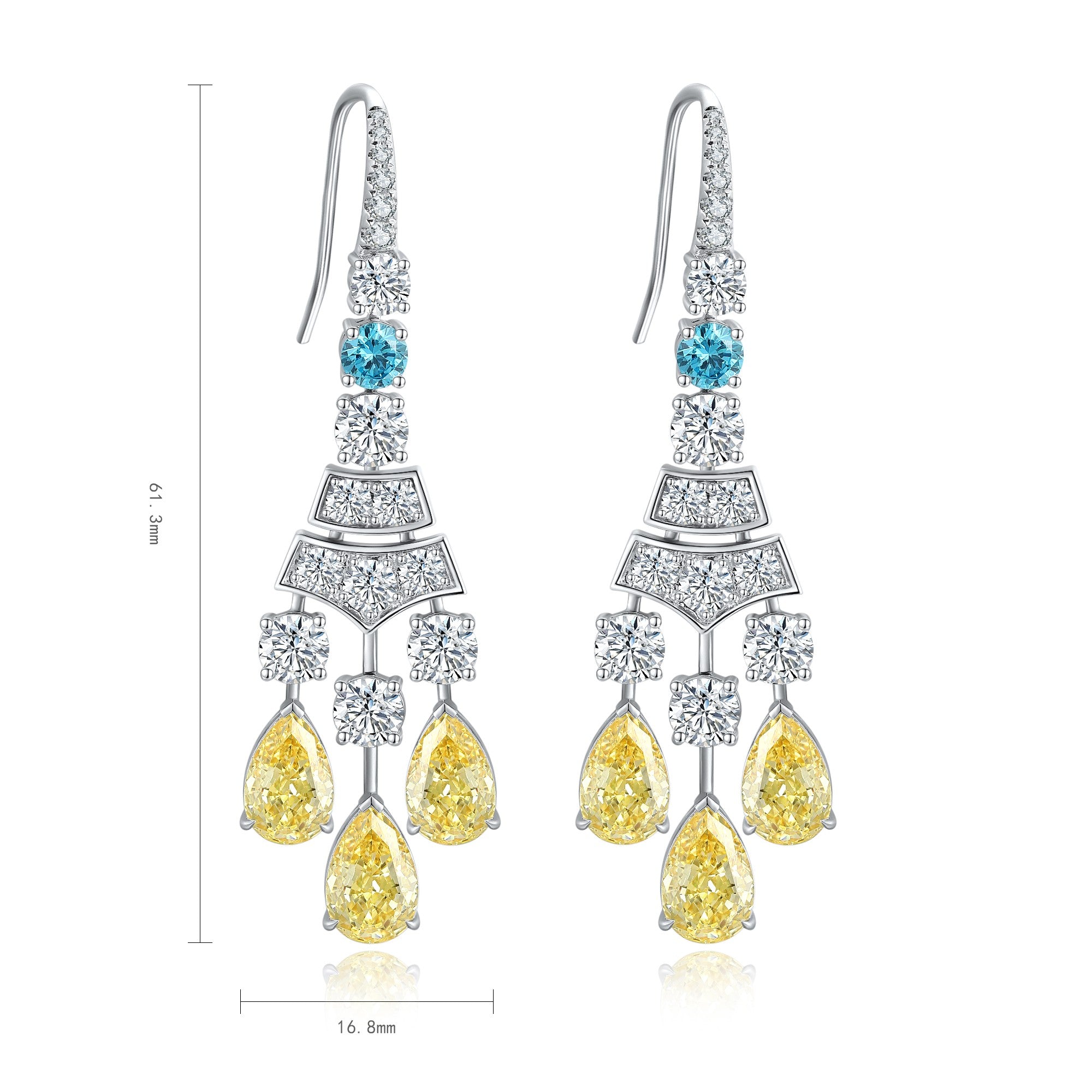 S925 Sterling Silver Stud Earrings with lab-Grown diamonds PPSYE579Y | SHANA LUX