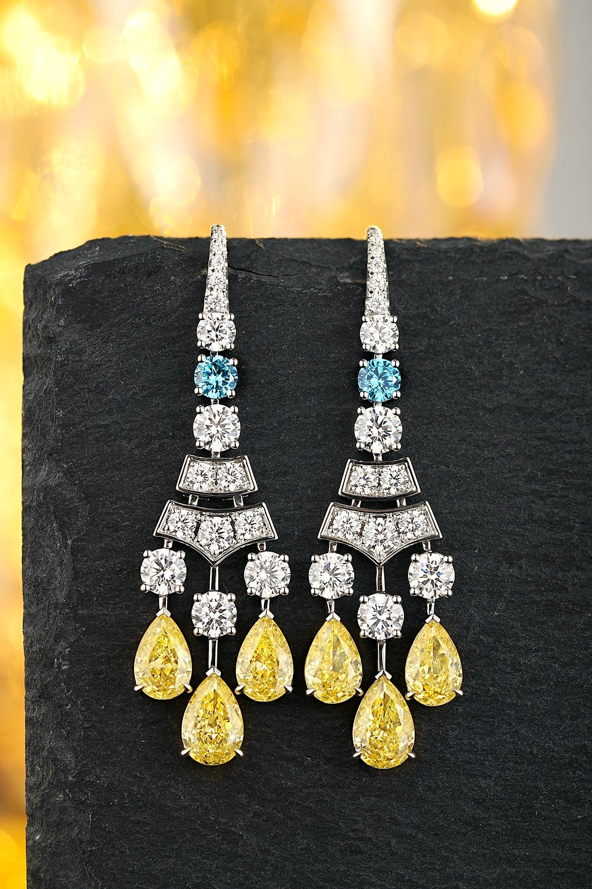 S925 Sterling Silver Stud Earrings with lab-Grown diamonds PPSYE579Y | SHANA LUX