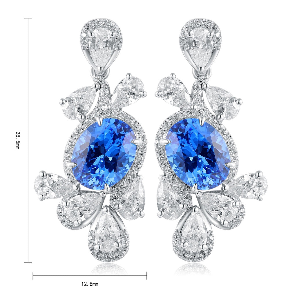 The S925 silver stud earrings feature practical ear clasps. The lab-grown cobalt spinel main stones are in bright royal blue,
