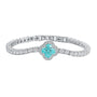 S925 silver bracelet, clasp sturdy. Features a floral design with a blue - green lab - grown diamond center, sparkling and ch